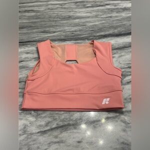 High-Support Pink Sports Bra with Back Keyhole